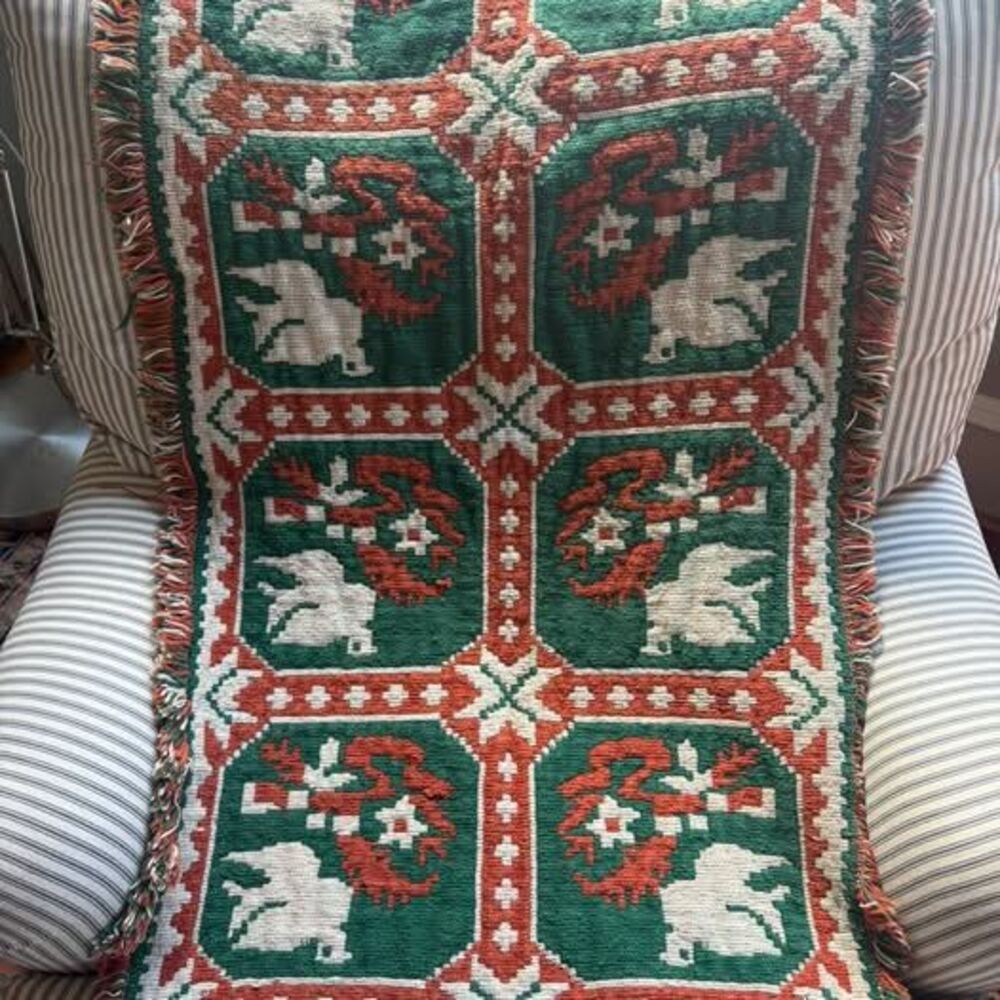 Vintage holiday woven throw/runner